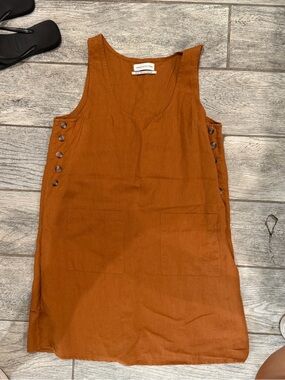 Urban Outfitters Rust Button-Side Linen dress